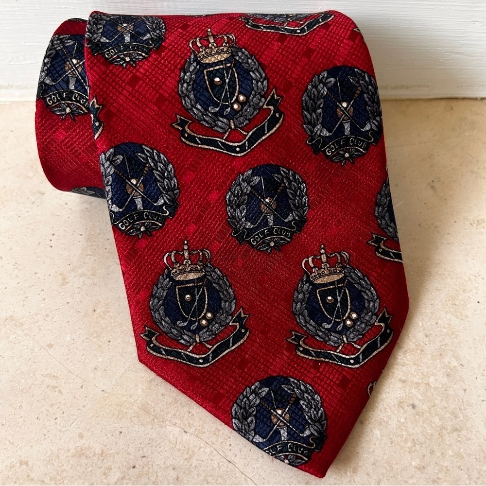 James Windsor 100% Silk Tie Mens Size 55" x 4" Golf Theme - Picture 2 of 8